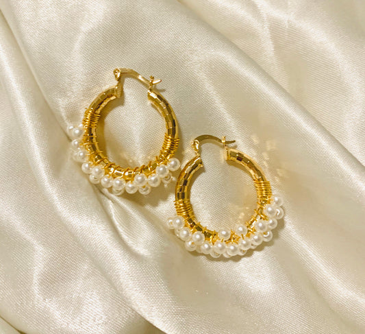 Pearl Drip Hoops